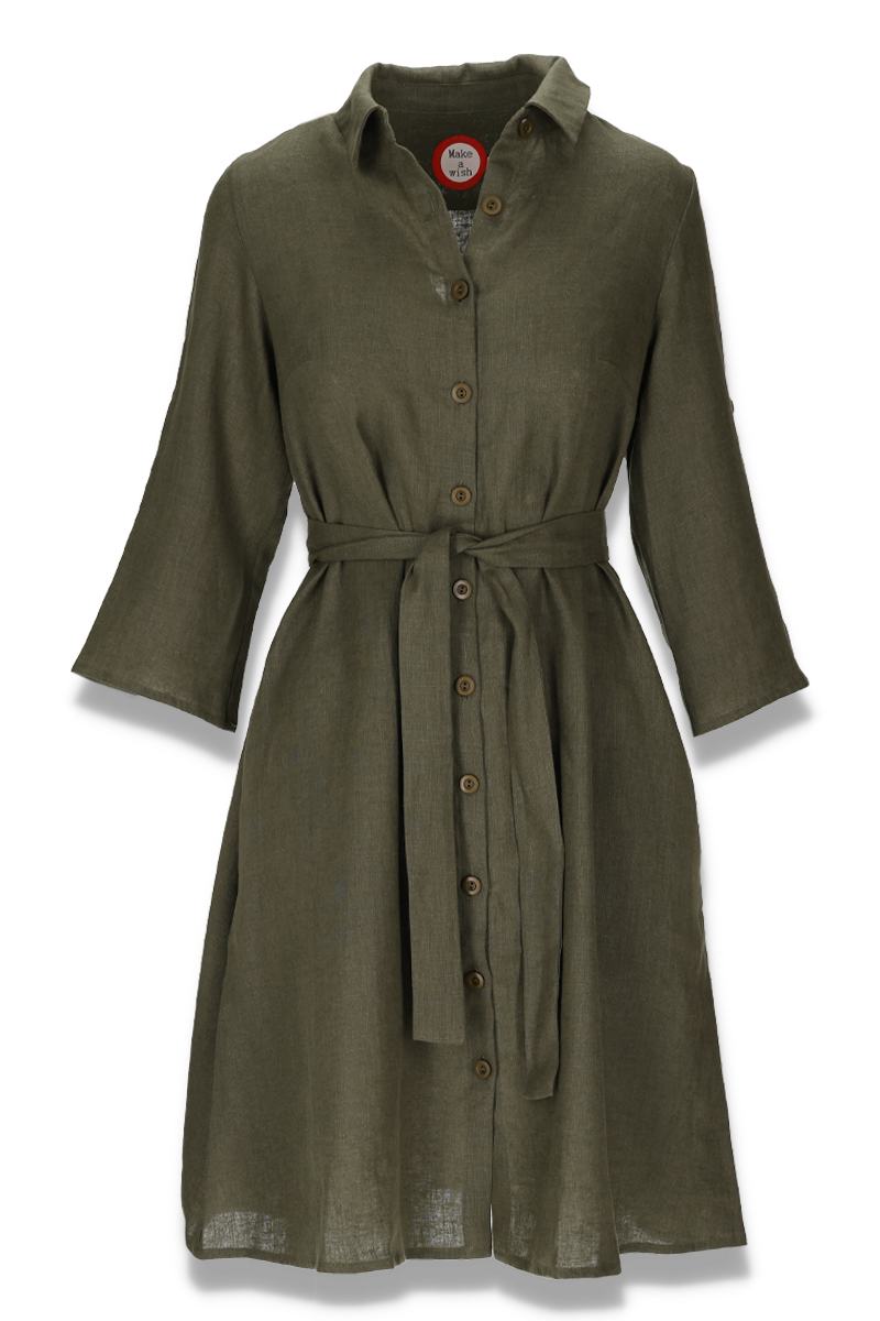 global.PRODUCT_IMAGE_MAIN Fay khaki linen shirt dress