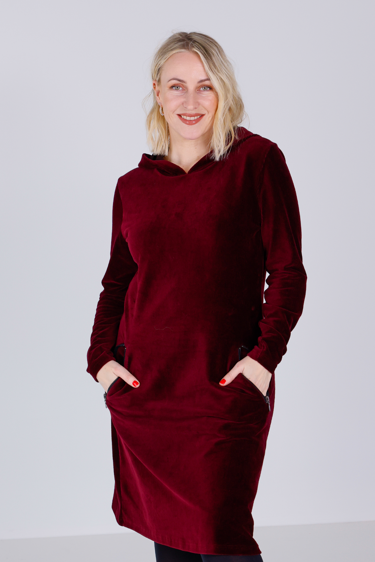 Burgundy hoodie dress sales